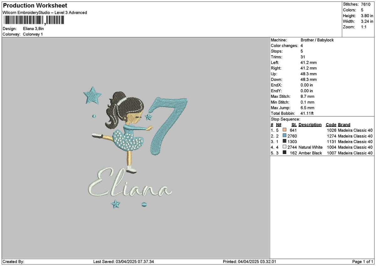 Elianatext Embroidery File 6 sizes