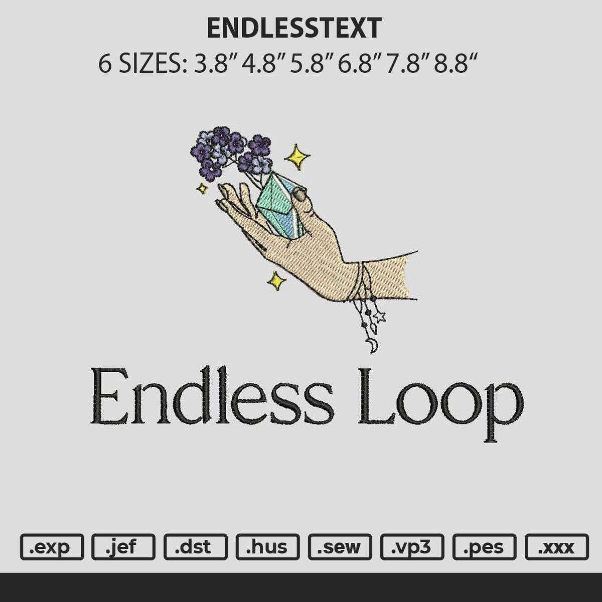 Endlesstext Embroidery File 6 sizes