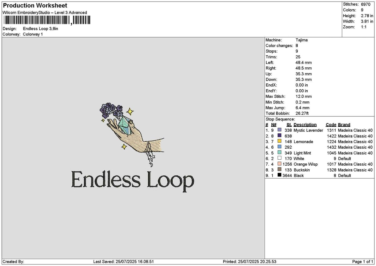 Endlesstext Embroidery File 6 sizes
