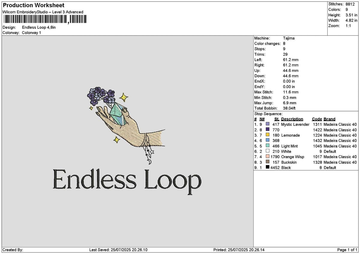 Endlesstext Embroidery File 6 sizes
