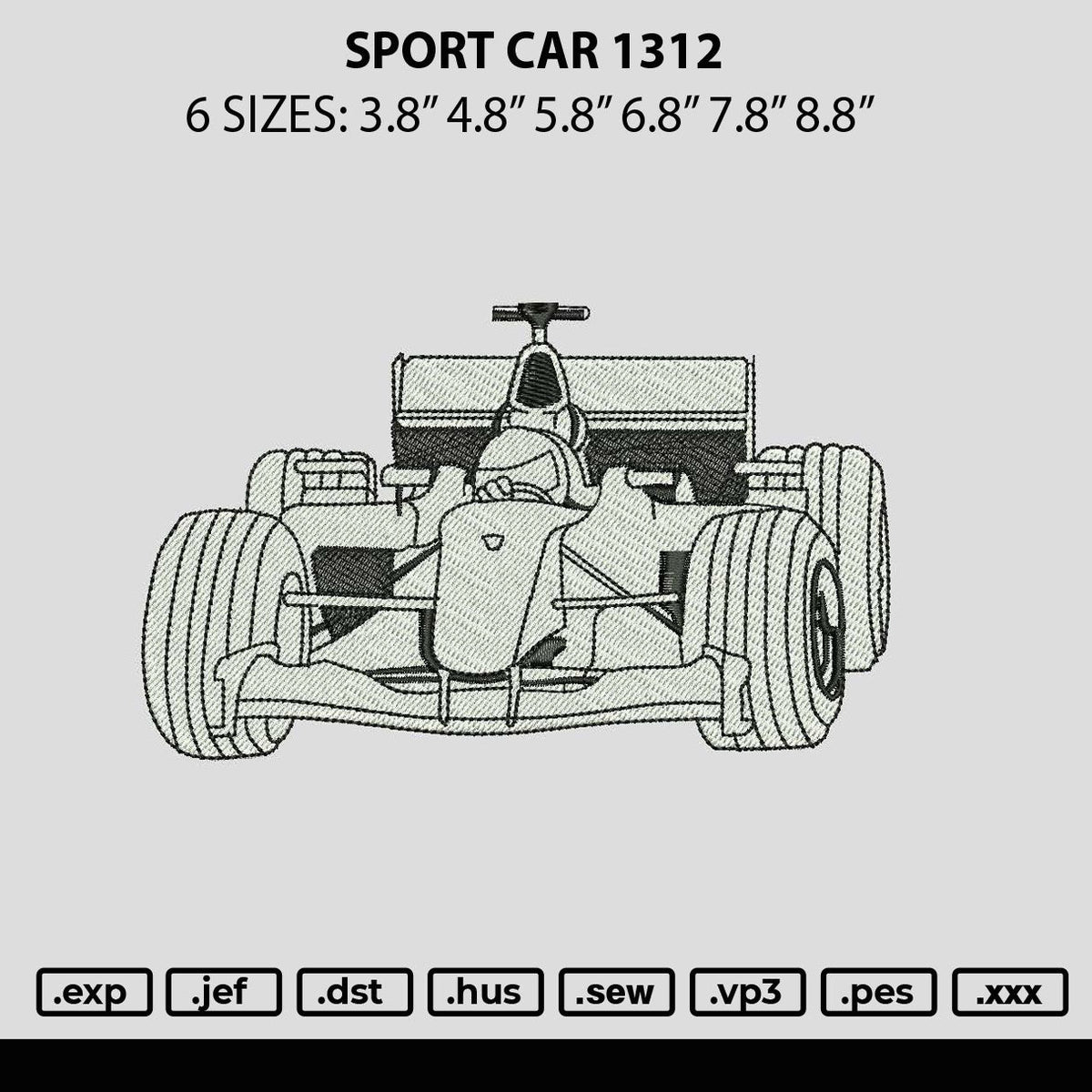 Sport Car 1312 Embroidery File 6 sizes