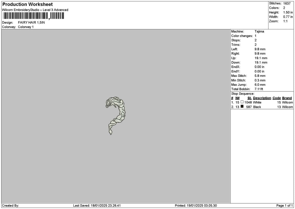 Small Hair Embroidery File 6 sizes