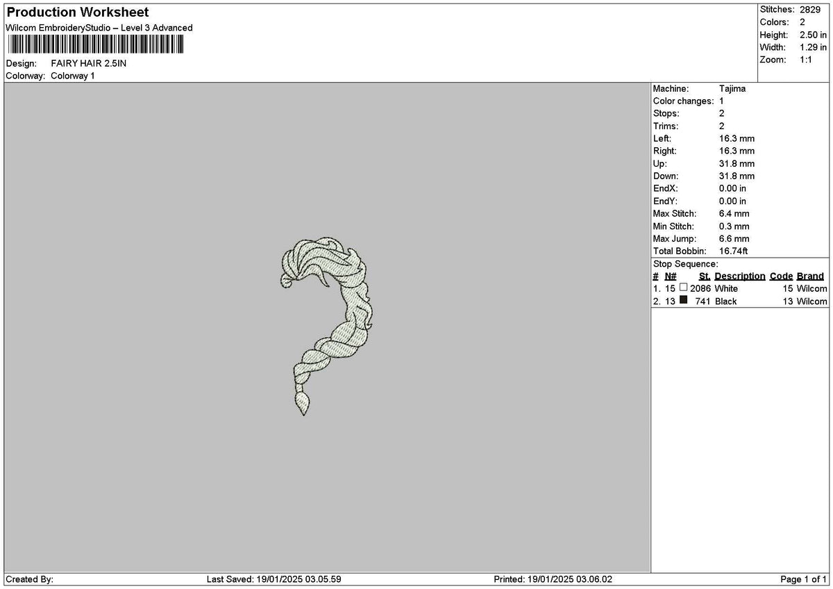Small Hair Embroidery File 6 sizes