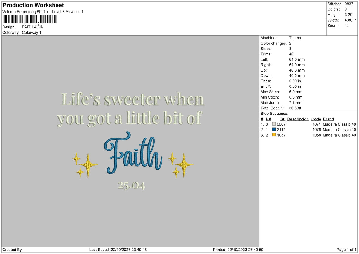 Faith Text Embroidery File 6 sizes