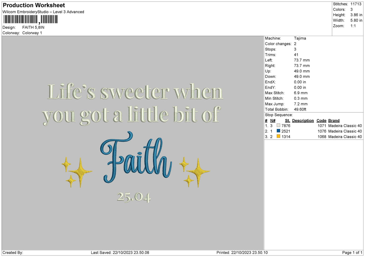 Faith Text Embroidery File 6 sizes