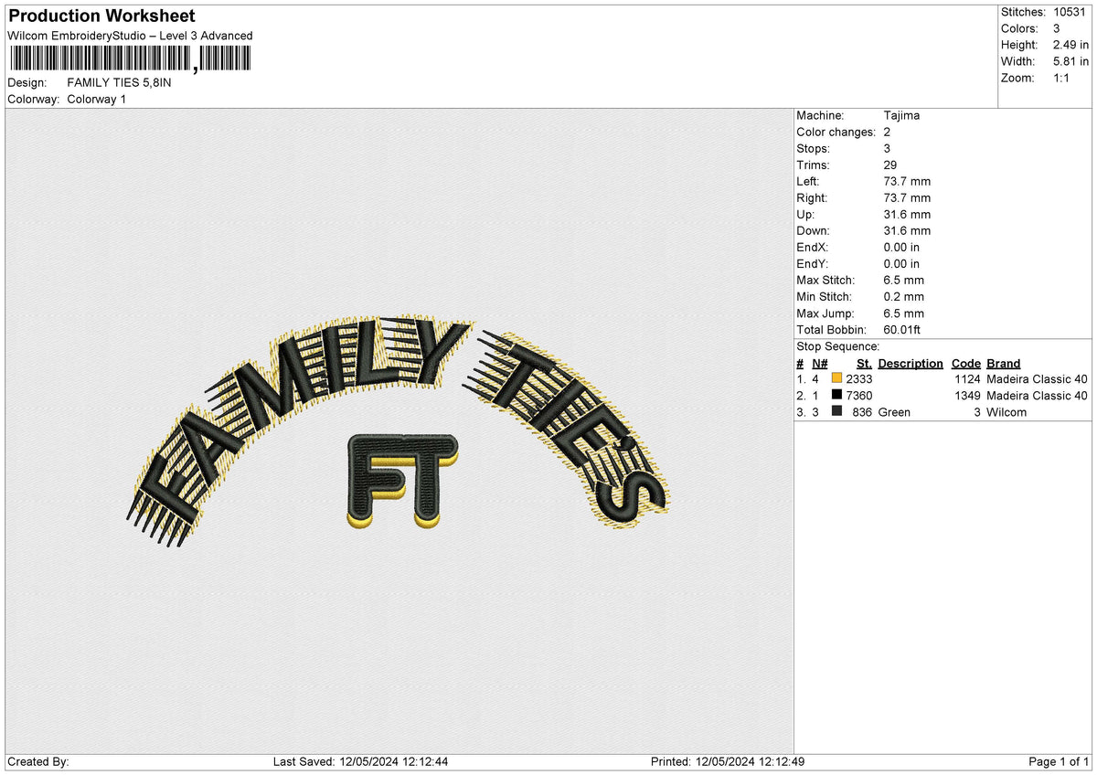 FAMILY TIES Embroidery File 6 size