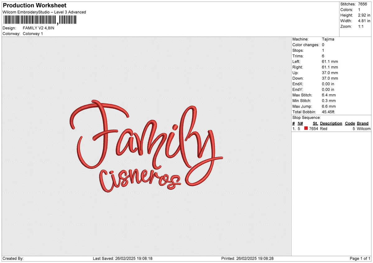 FAMILY V2 Embroidery File 6 size