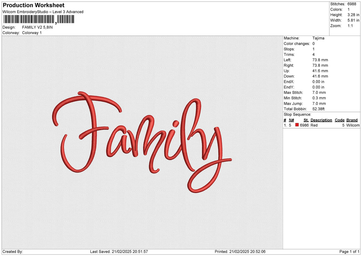 FAMILY V2 Embroidery File 6 size