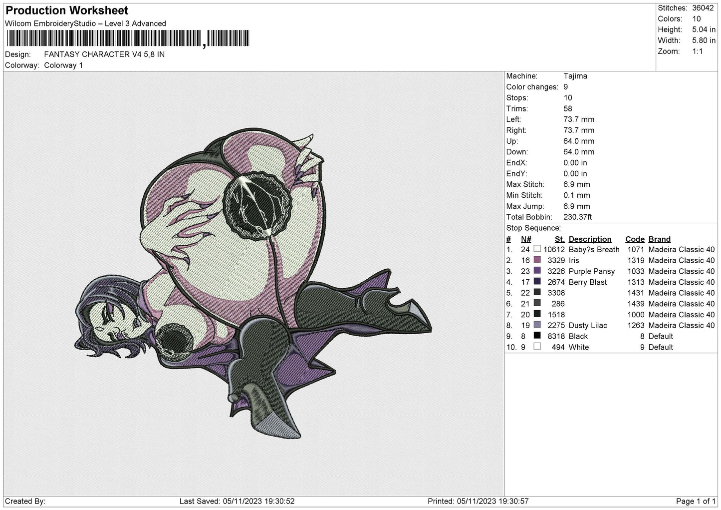 FANTASY CHARACTER Embroidery File 6 size