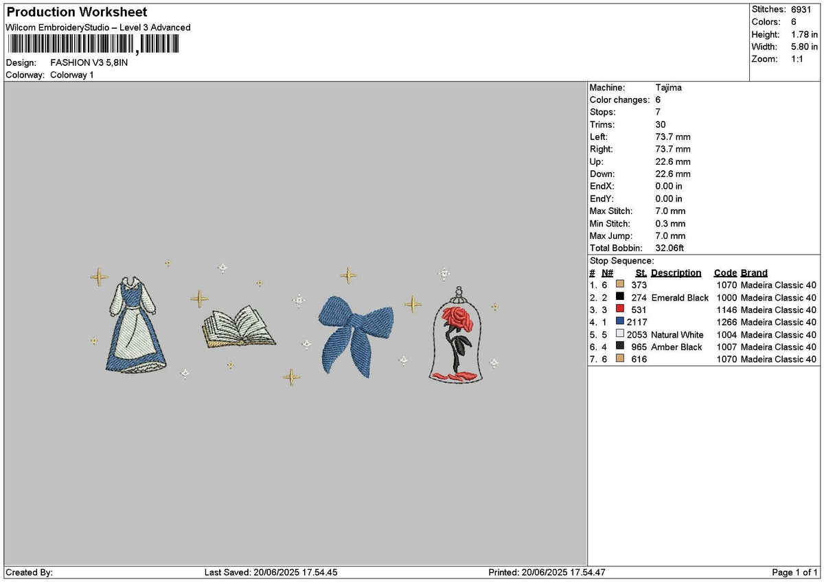 Fashion V3 Embroidery File 6 sizes