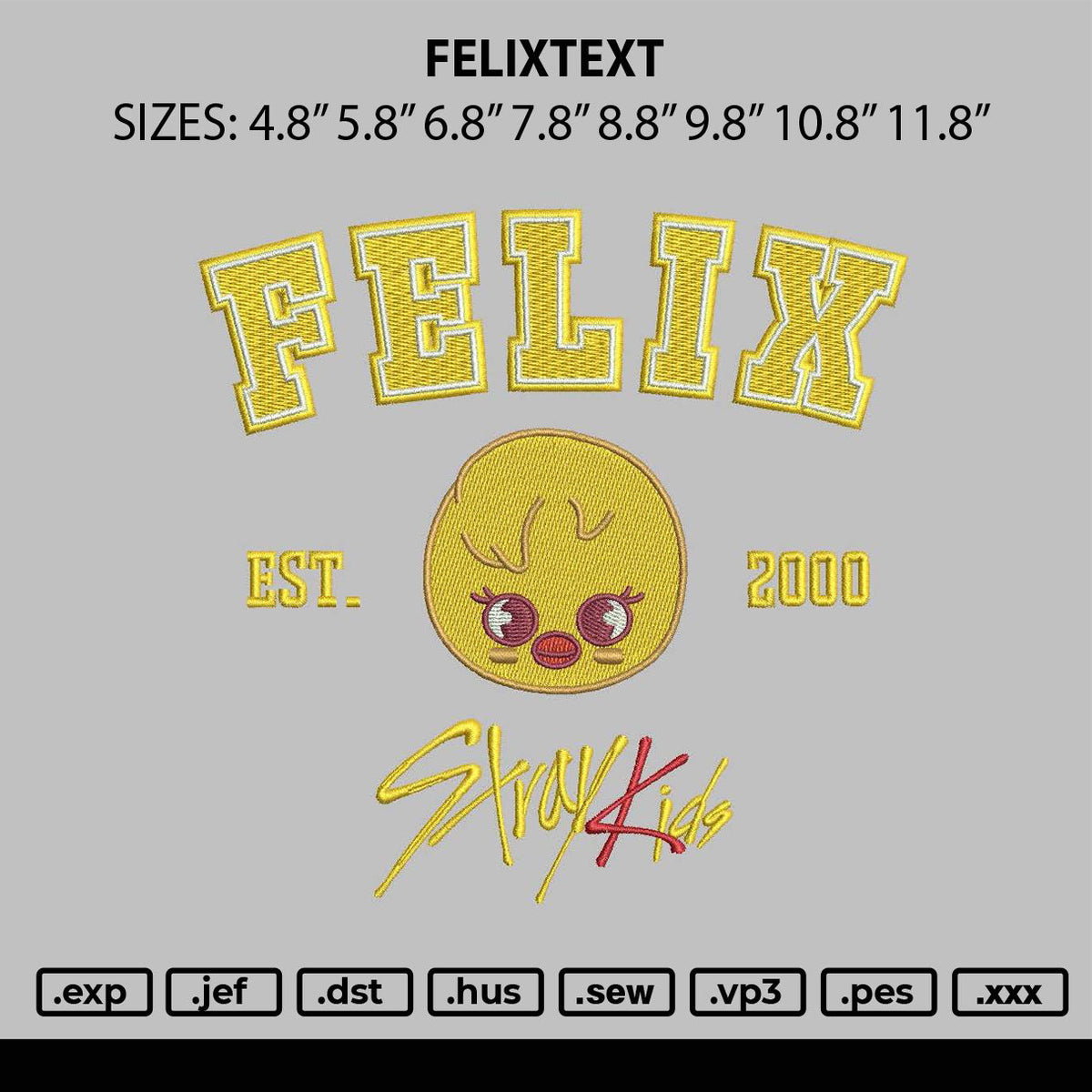 Felixtext Embroidery File 6 sizes