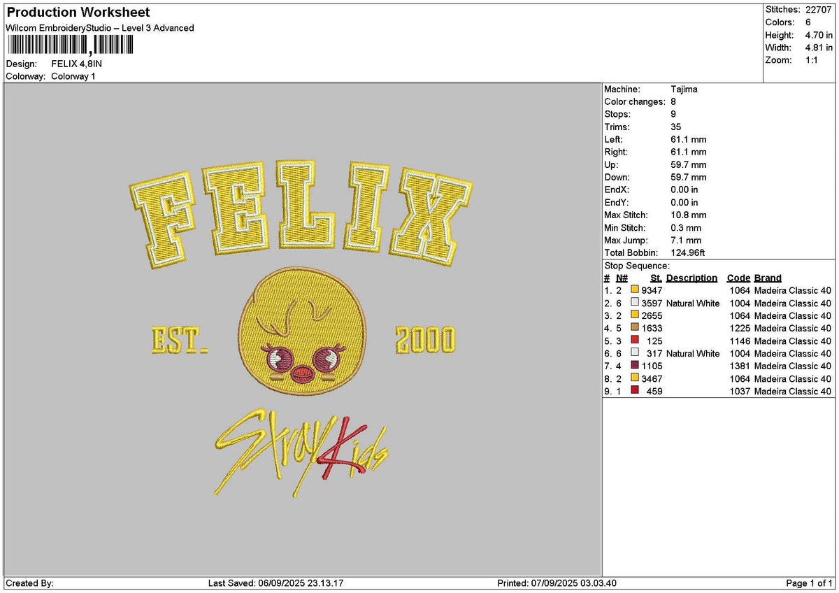 Felixtext Embroidery File 6 sizes