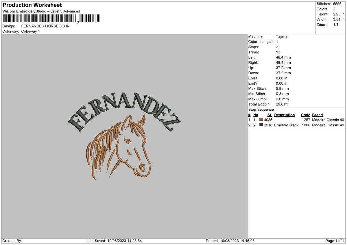 Fernndez H Embroidery File 6 Sizes