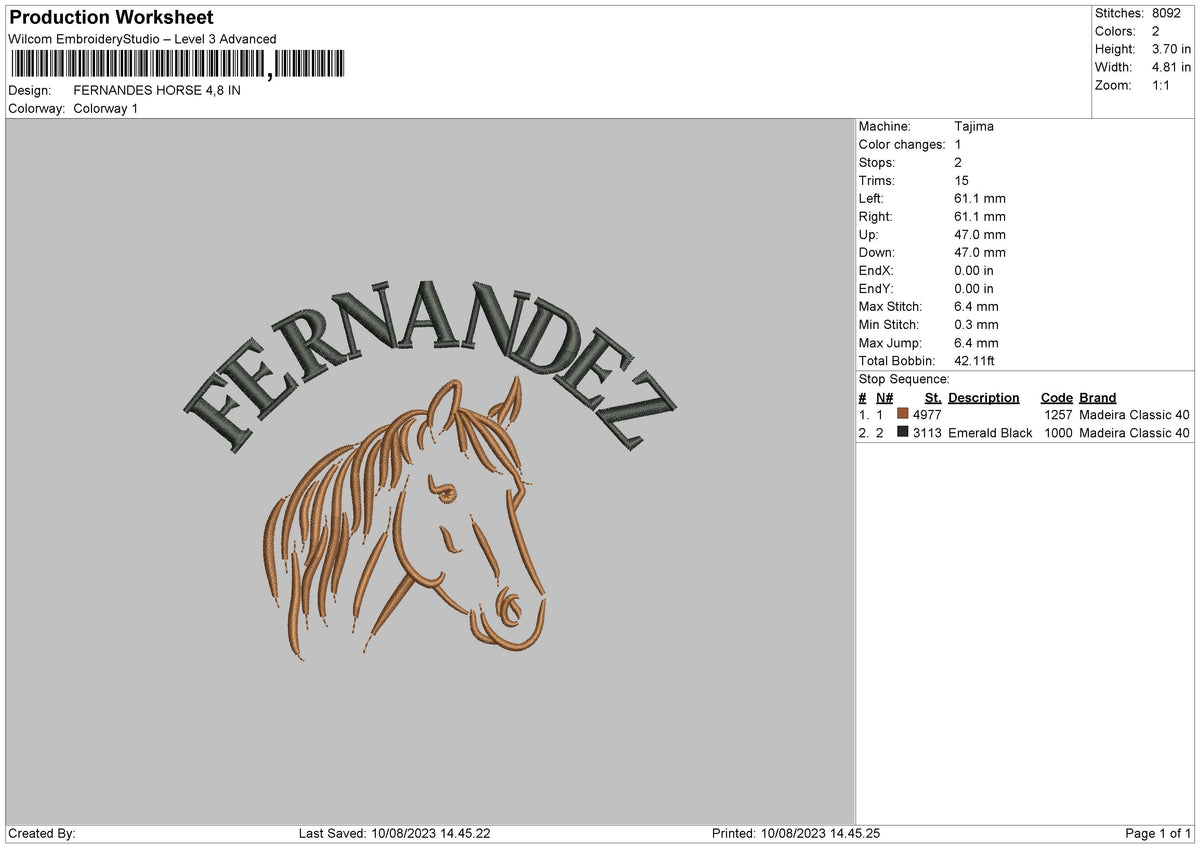 Fernndez H Embroidery File 6 Sizes