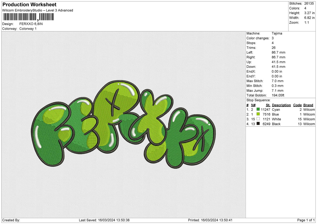 FERXXO Embroidery File 6 size