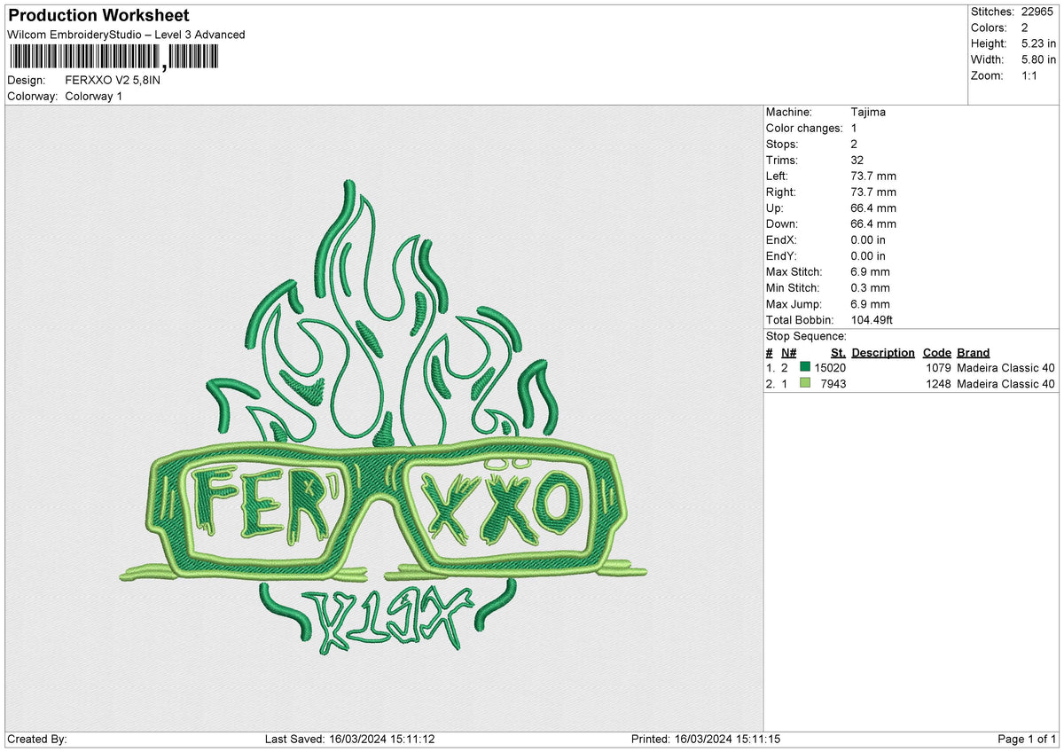 FERXXO V2 Embroidery File 6 size