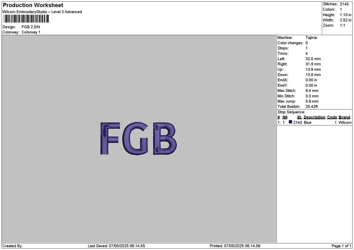 Fgbtext Embroidery File 6 sizes