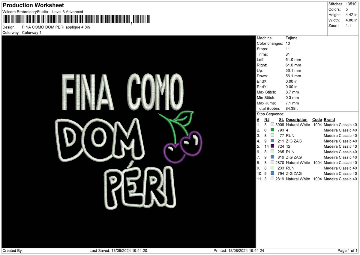 Peri App Embroidery File 6 sizes