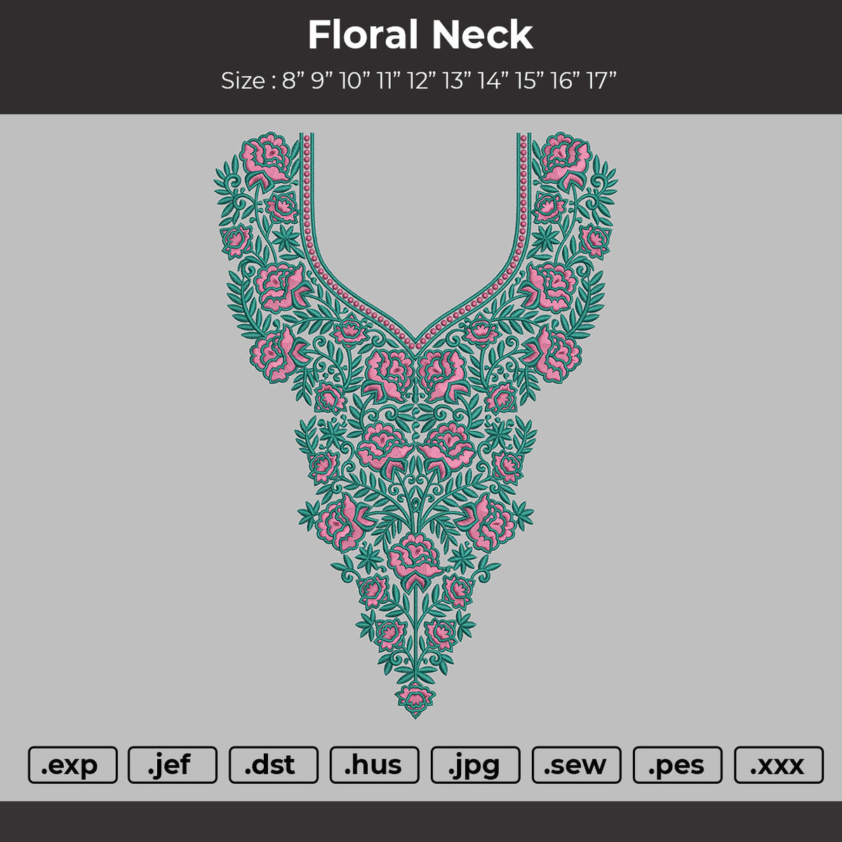 Floral Neck Embroidery Design File