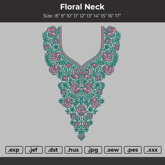 Floral Neck Embroidery Design File