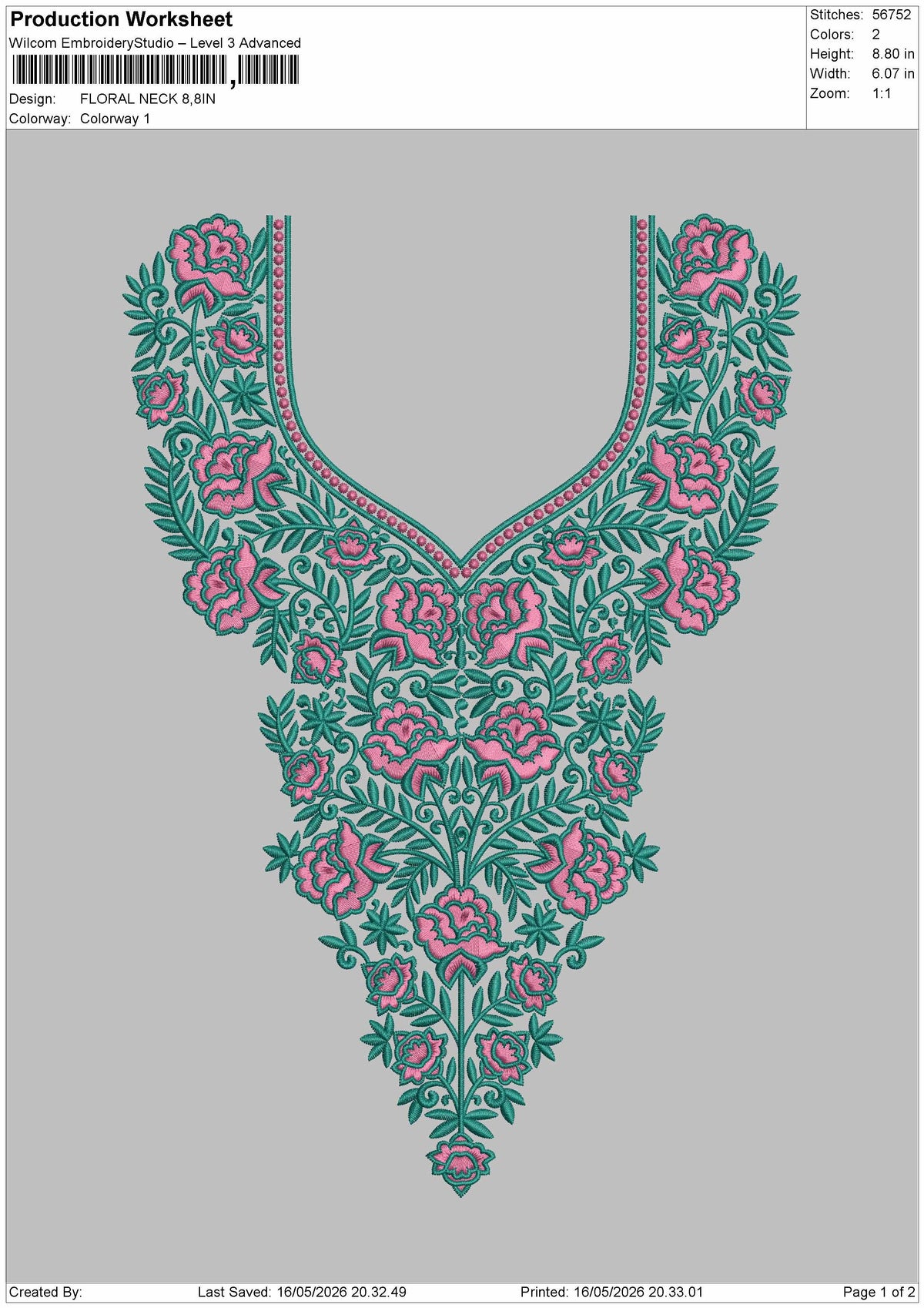Floral Neck Embroidery Design File