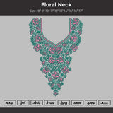 Floral Neck Embroidery Design File