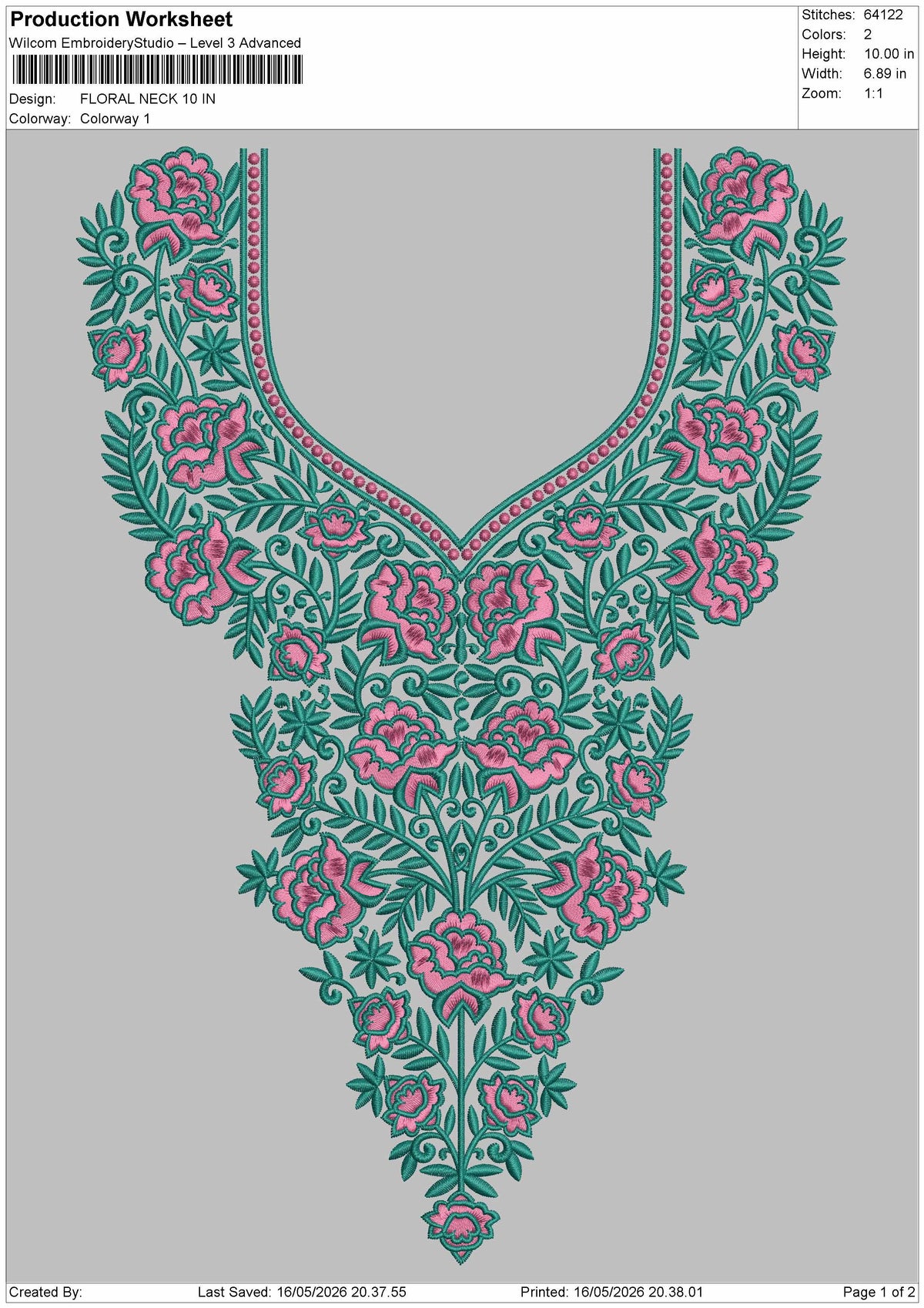 Floral Neck Embroidery Design File