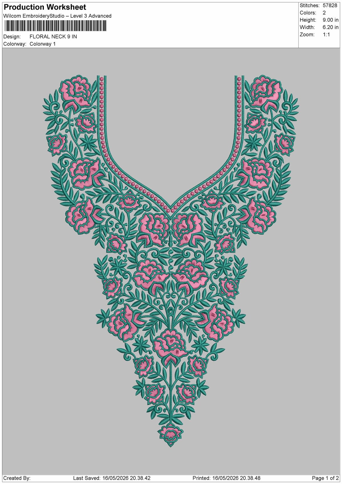 Floral Neck Embroidery Design File