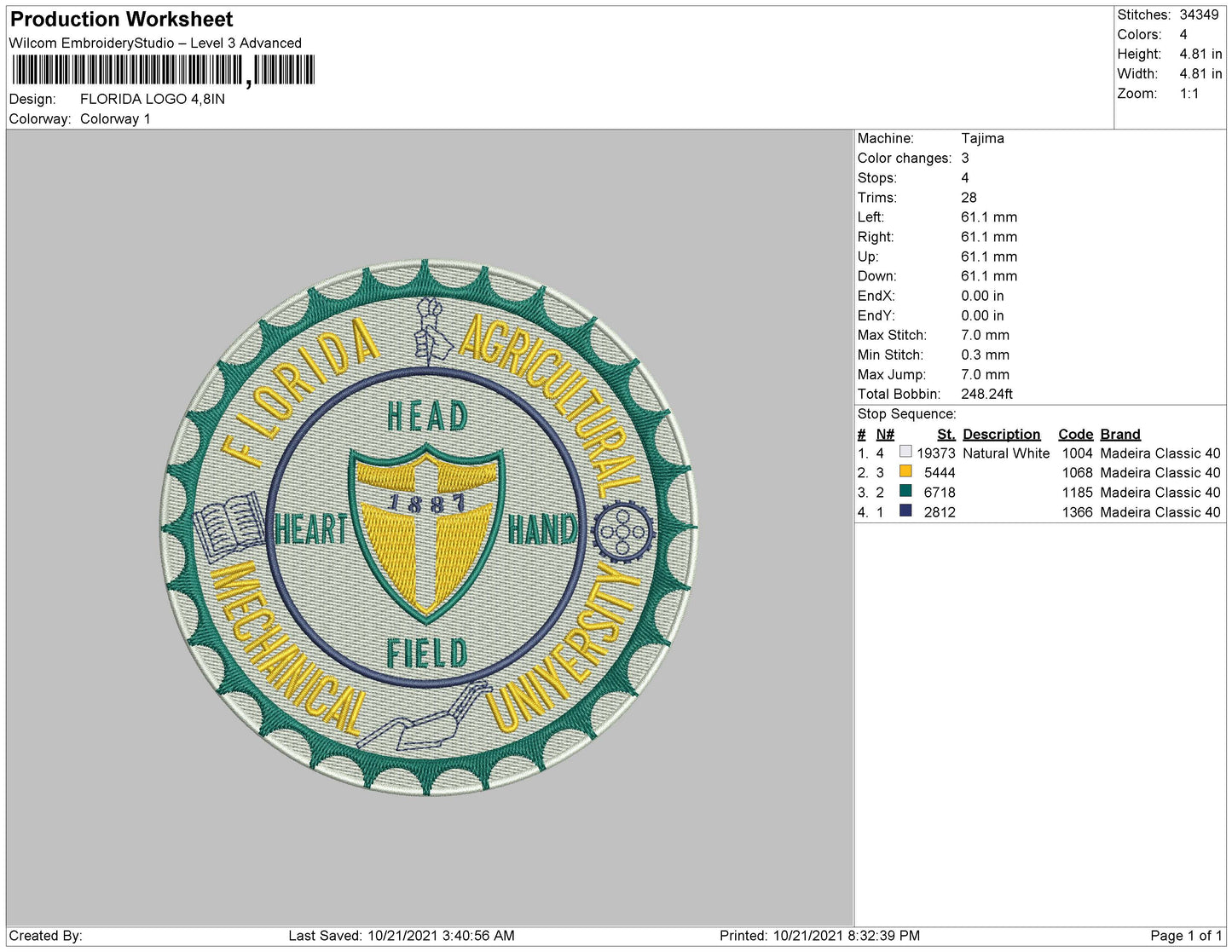 FLORIDA LOGO embroidery 4 file
