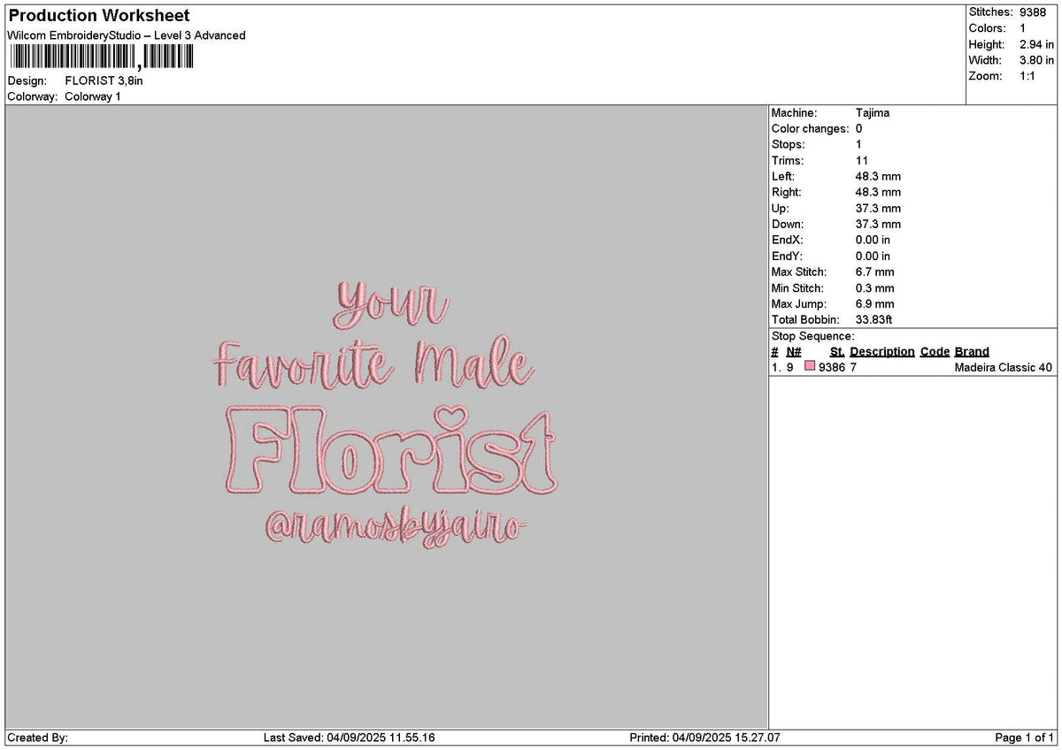 Favoritetext Embroidery File 6 sizes