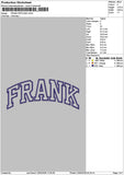 Frank App Embroidery File 6 sizes