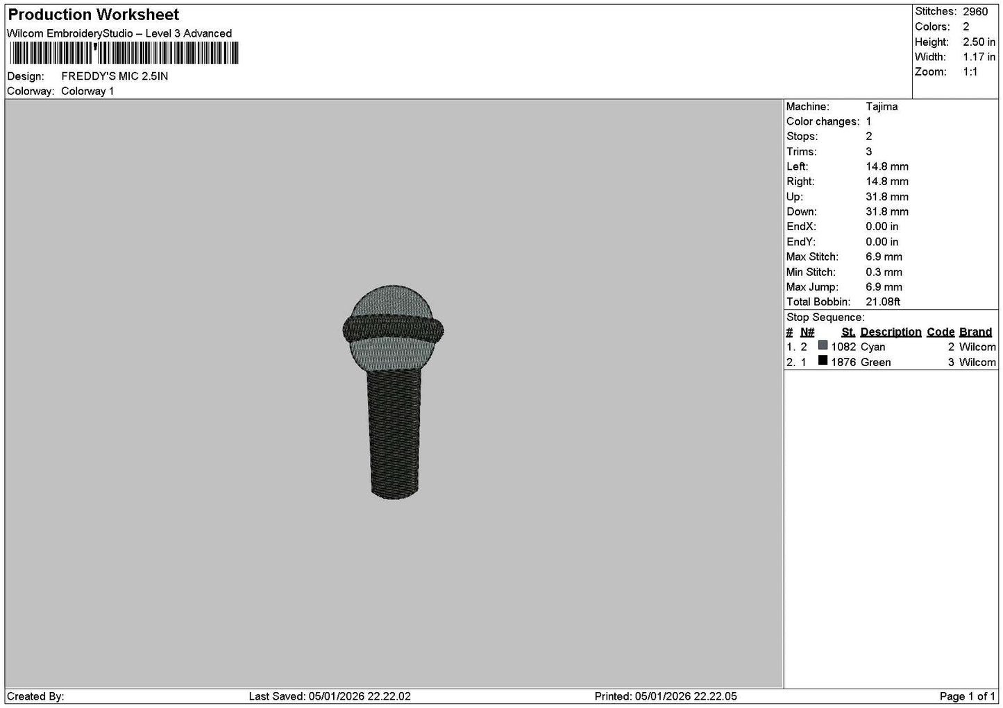 Mic Icon Embroidery File 6 sizes