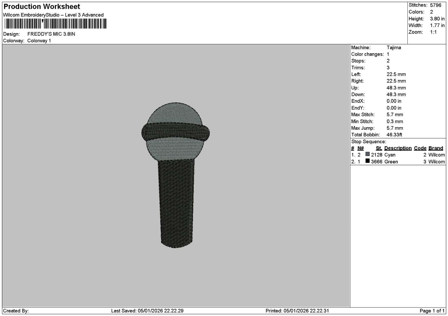 Mic Icon Embroidery File 6 sizes