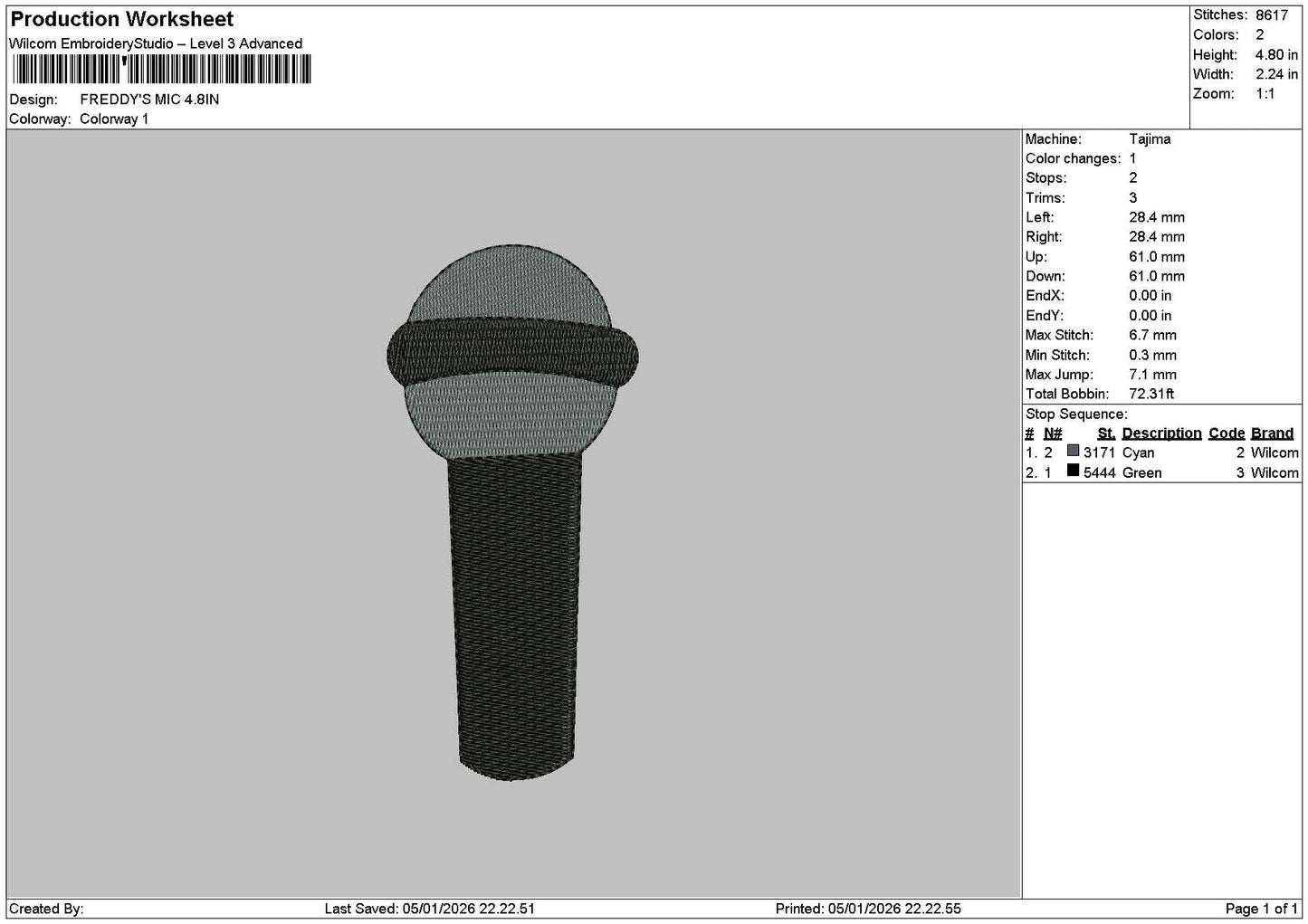 Mic Icon Embroidery File 6 sizes