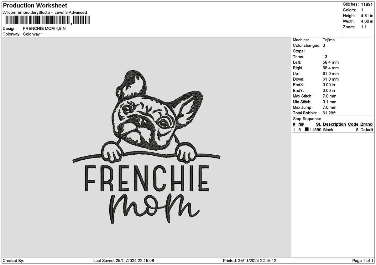 Frenchietext Embroidery File 6 sizes