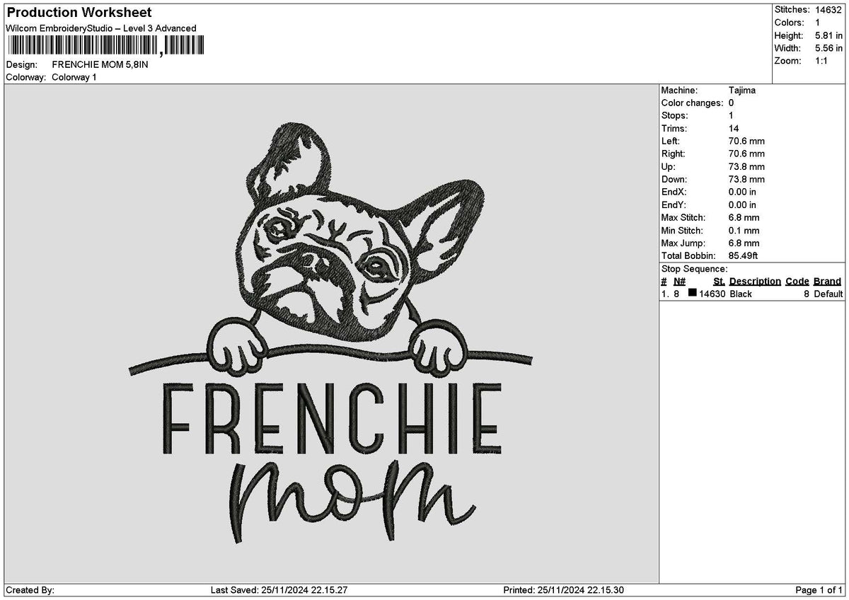 Frenchietext Embroidery File 6 sizes