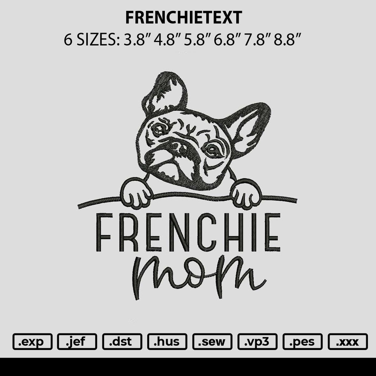 Frenchietext Embroidery File 6 sizes