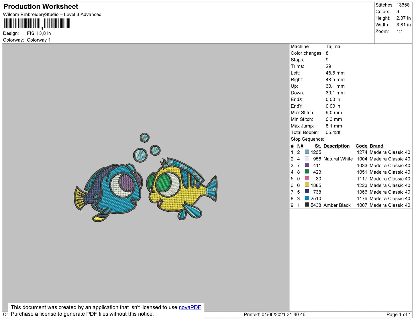 Fish Cartoon Embroidery