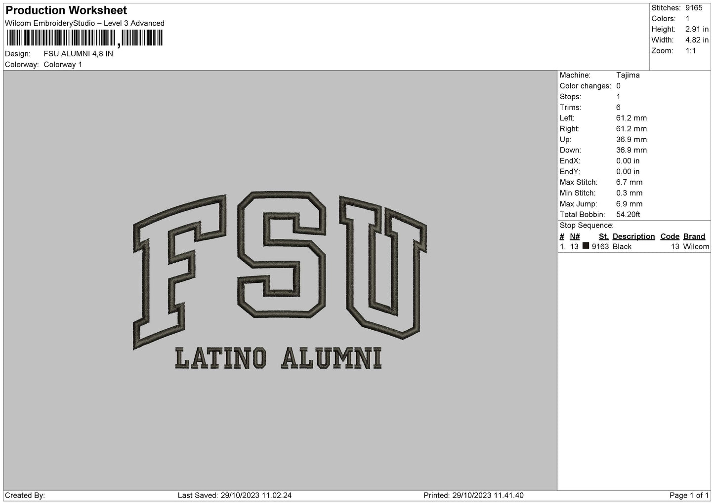 Fsu Text Embroidery File 6 sizes