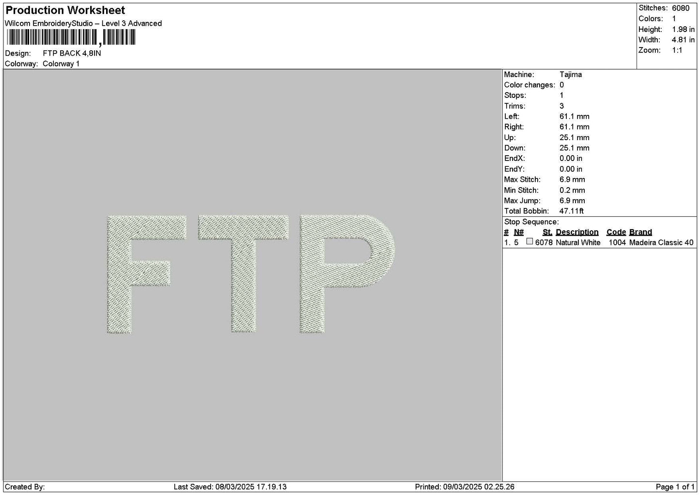Ftptext Embroidery File 6 sizes