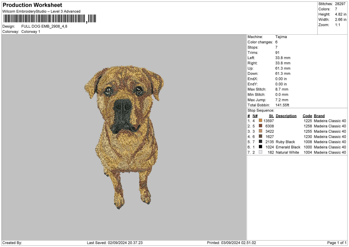 Dog Head 2908 Embroidery File 6 sizes