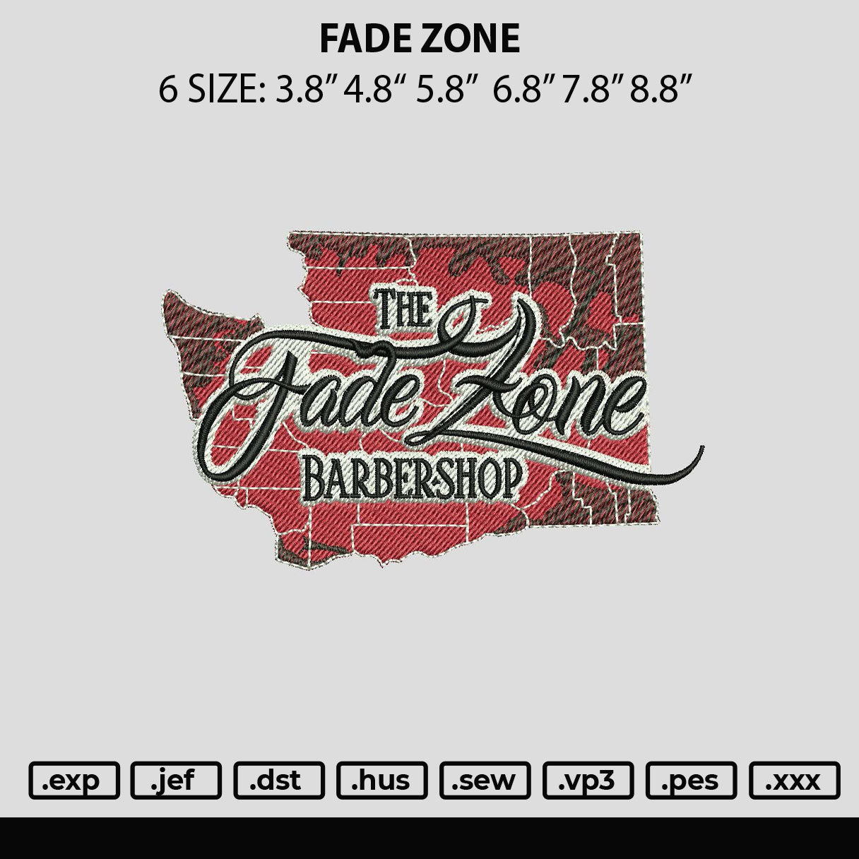 Fade Zone Embroidery File 6 sizes