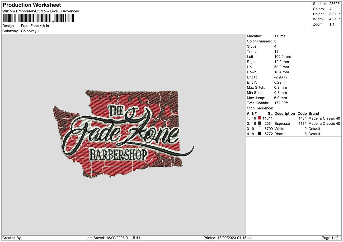 Fade Zone Embroidery File 6 sizes