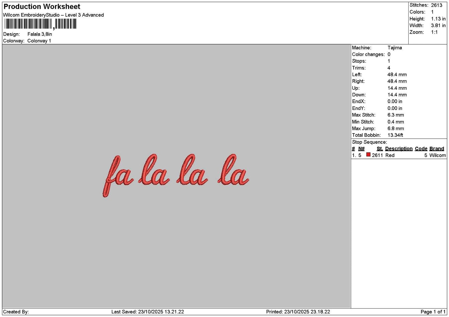 Falatext Embroidery File 6 sizes