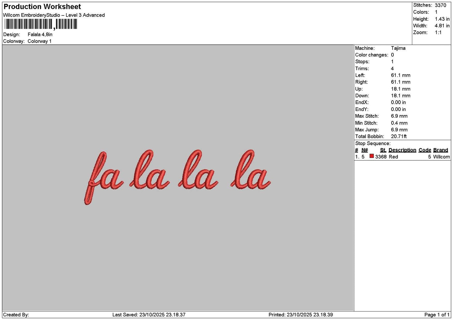 Falatext Embroidery File 6 sizes