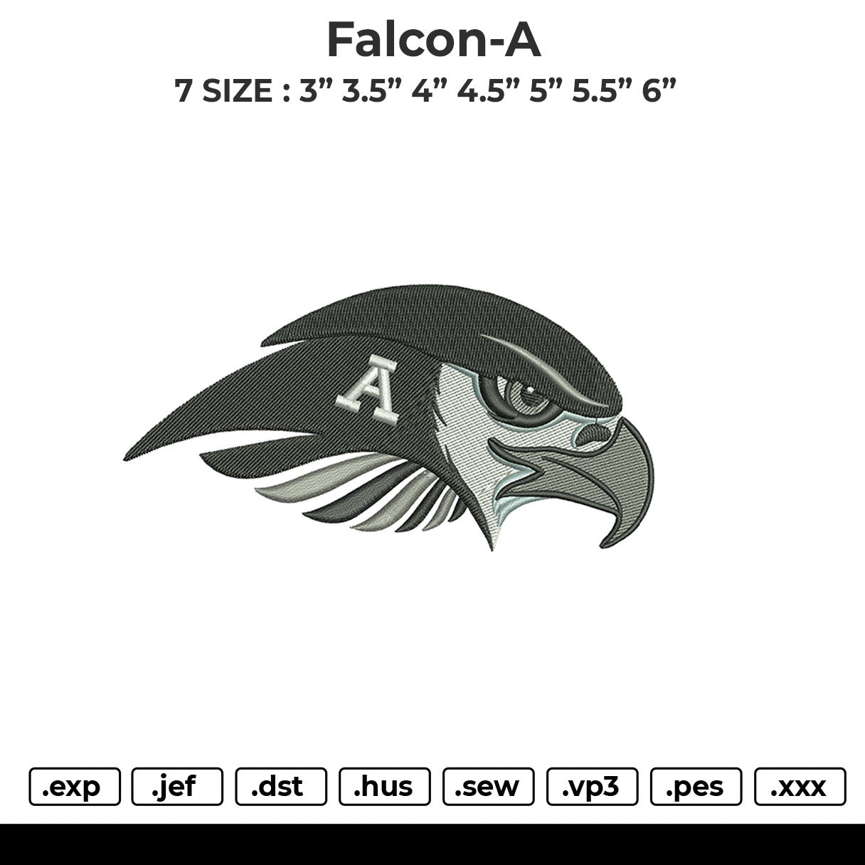 Falcon-A Embroidery File 6 size