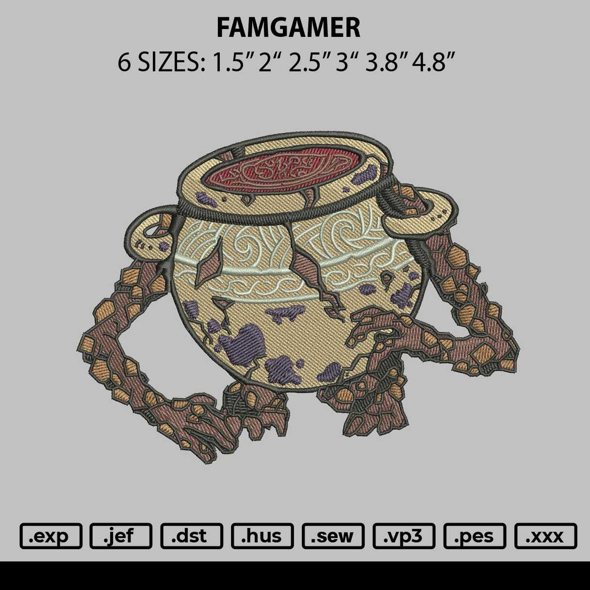 Fangamer Embroidery File 6 size