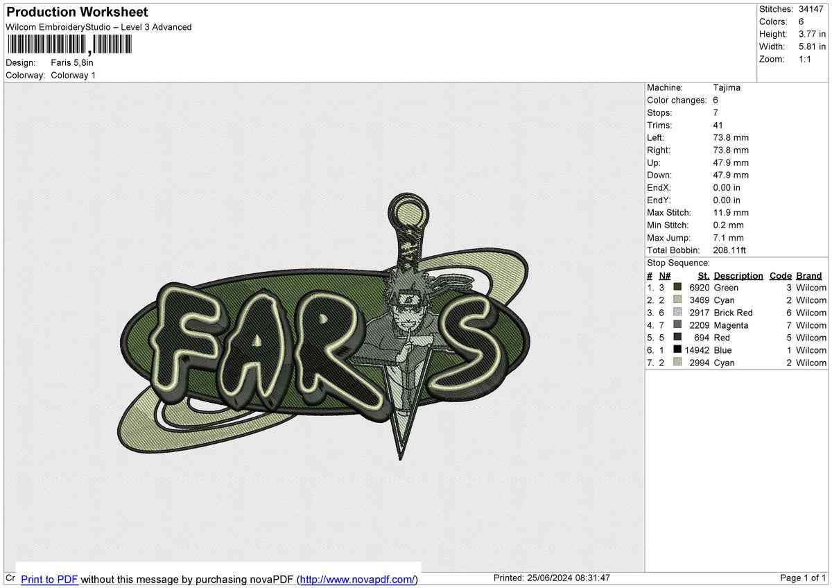Faris Embroidery File 6 size