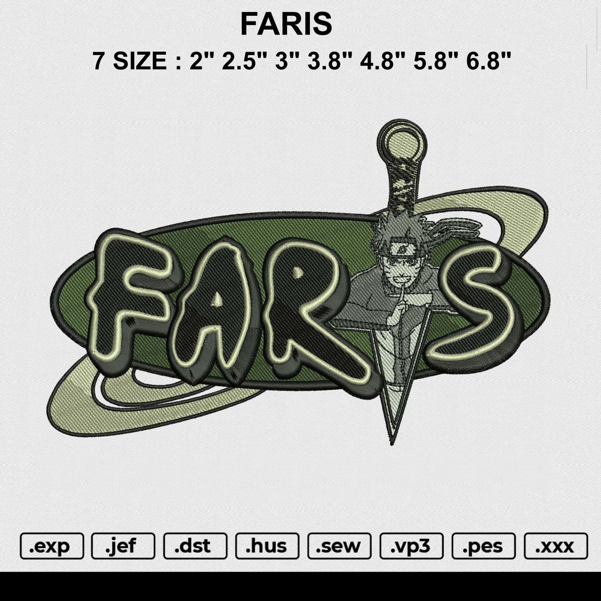 Faris Embroidery File 6 size