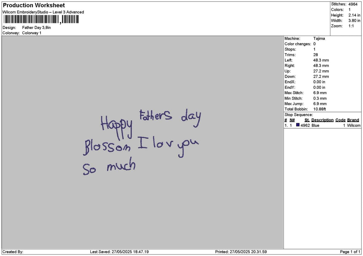 Fatherstext 2706 Embroidery File 6 sizes